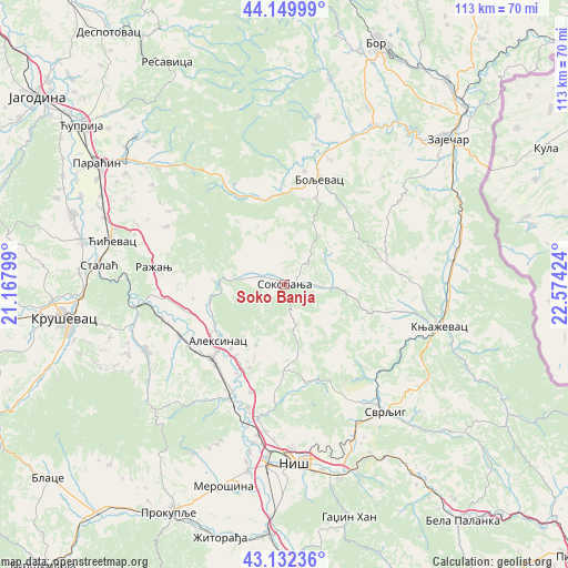 Soko Banja on map