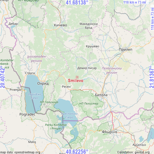 Smilevo on map