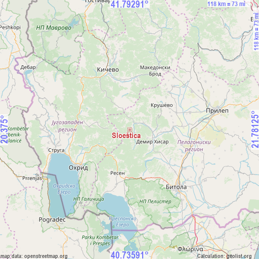 Sloeštica on map