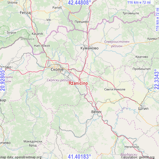 ’Ržaničino on map