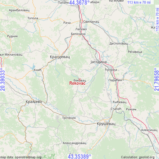 Rekovac on map