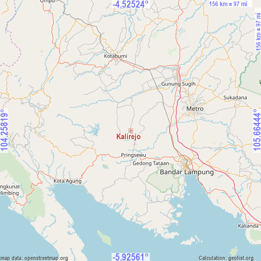 Kalirejo on map