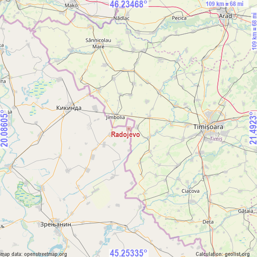 Radojevo on map