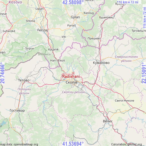 Radishani on map