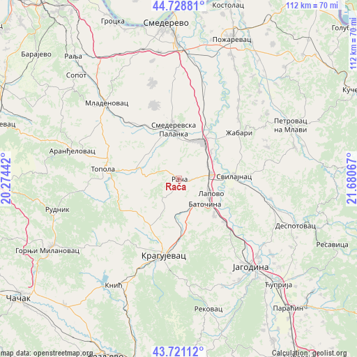 Rača on map