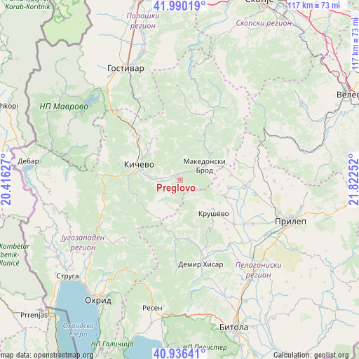 Preglovo on map