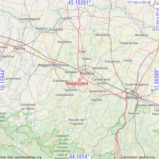 Baggiovara on map