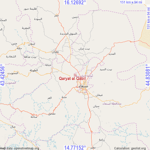Qaryat al Qābil on map