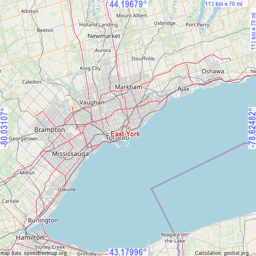 East York on map