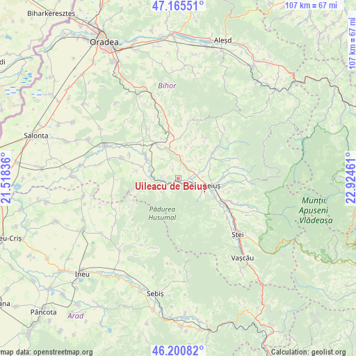 Uileacu de Beiuș on map
