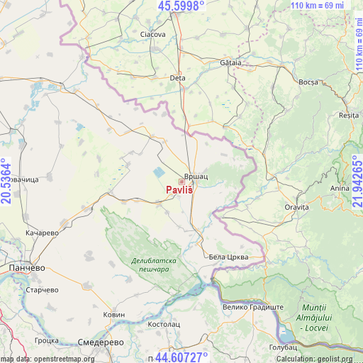 Pavliš on map