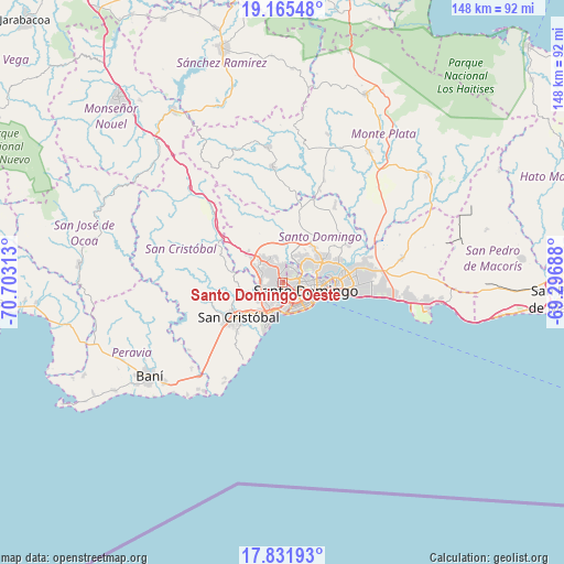 Santo Domingo Oeste on map