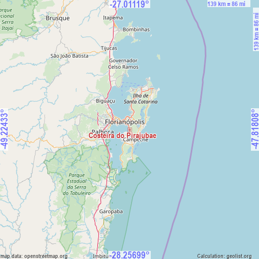 Costeira do Pirajubae on map