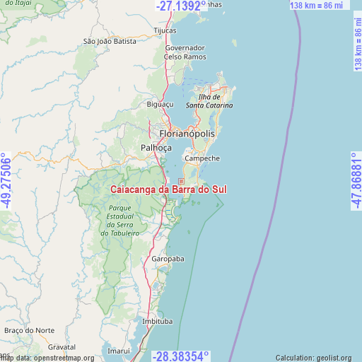 Caiacanga da Barra do Sul on map