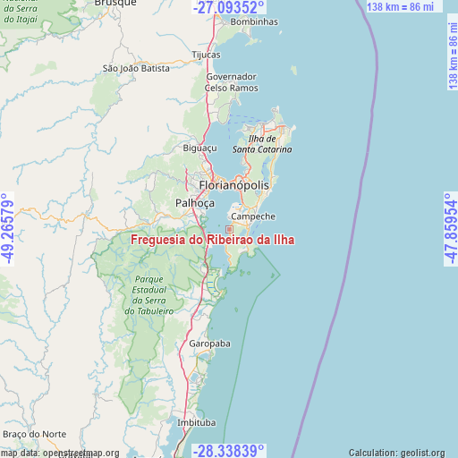 Freguesia do Ribeirao da Ilha on map
