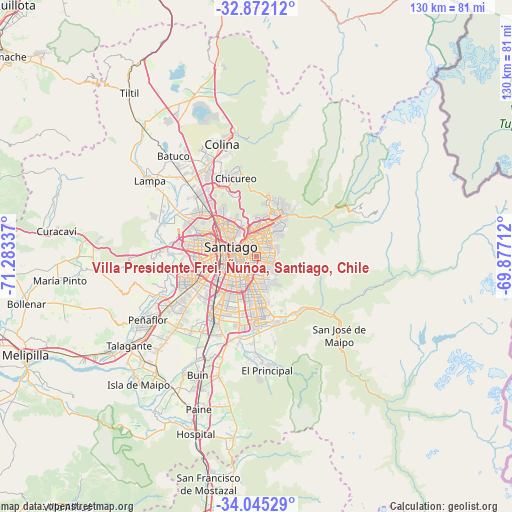 Villa Presidente Frei, Ñuñoa, Santiago, Chile on map