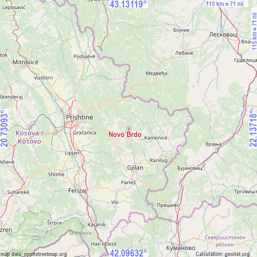Novo Brdo on map