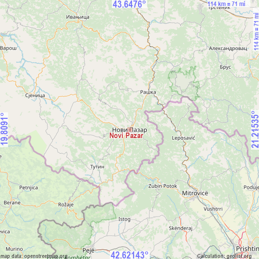 Novi Pazar on map