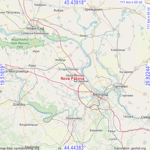 Nova Pazova on map