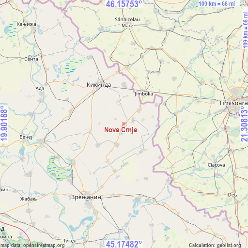 Nova Crnja on map