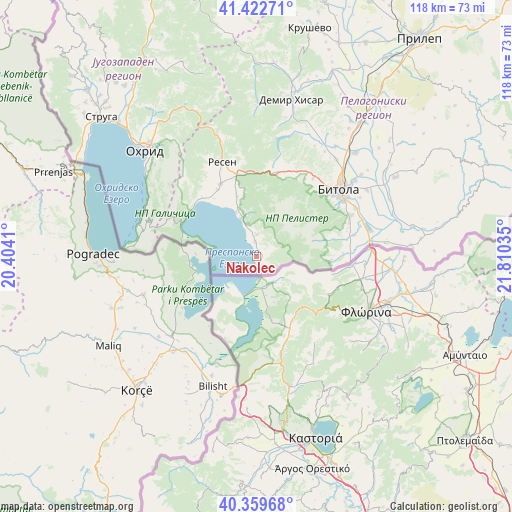 Nakolec on map