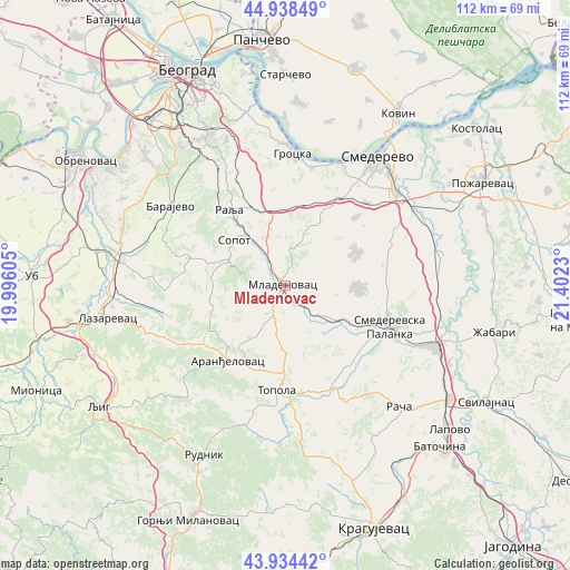 Mladenovac on map