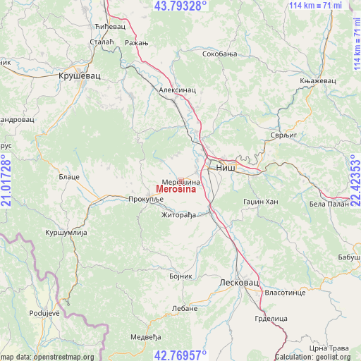 Merošina on map