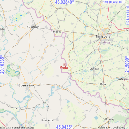 Međa on map