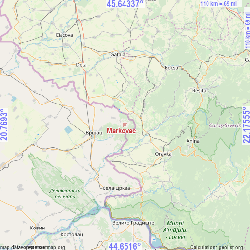 Markovac on map