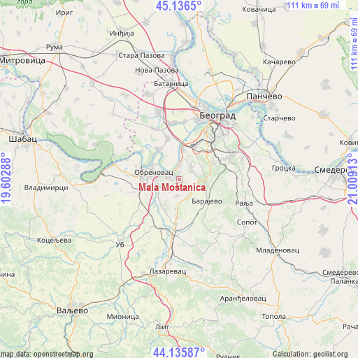 Mala Moštanica on map