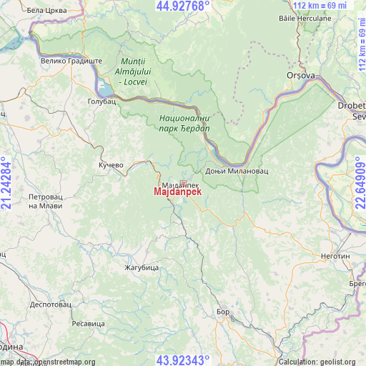 Majdanpek on map