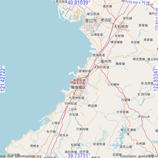 Haixing on map