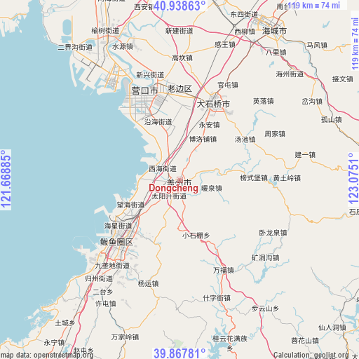 Dongcheng on map