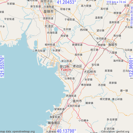 Yuejin on map