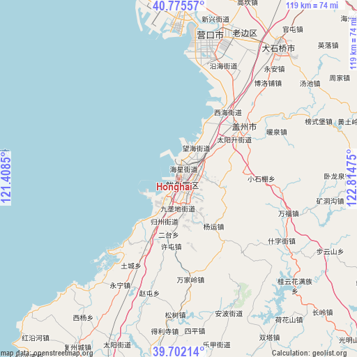 Honghai on map