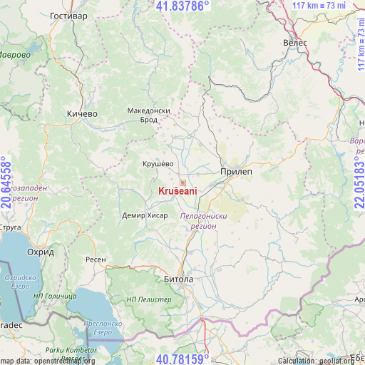 Krušeani on map