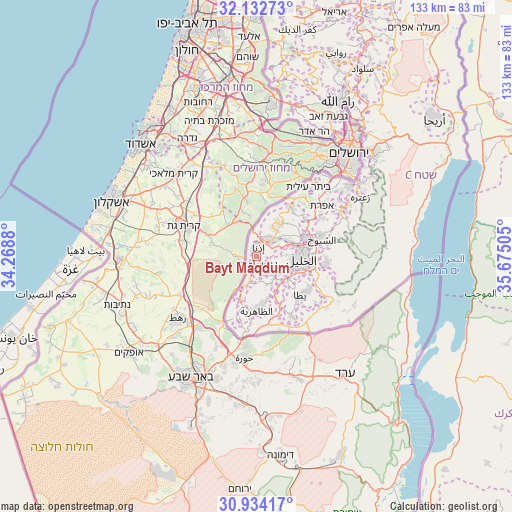 Bayt Maqdum on map