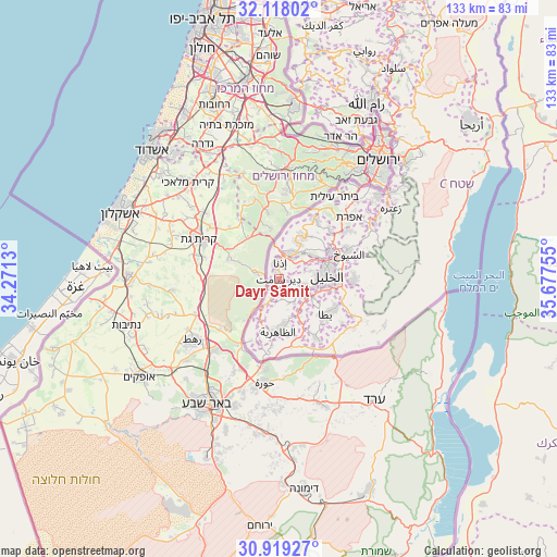 Dayr Sāmit on map