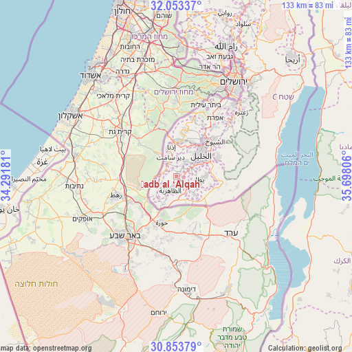 Ḩadb al ‘Alqah on map