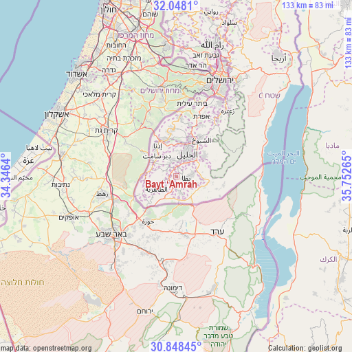 Bayt ‘Amrah on map