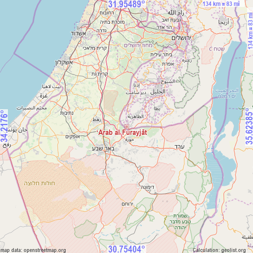 ‘Arab al Furayjāt on map