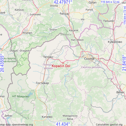 Kopačin Dol on map