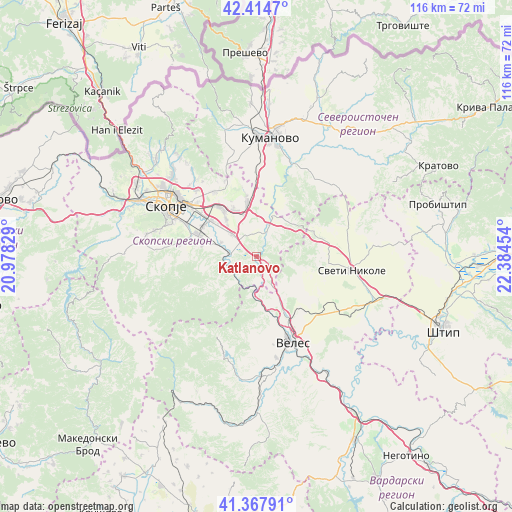 Katlanovo on map