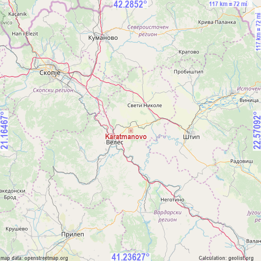 Karatmanovo on map