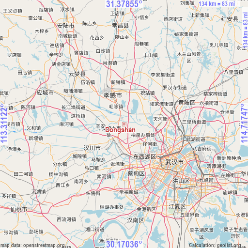 Dongshan on map