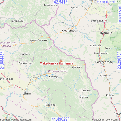 Makedonska Kamenica on map
