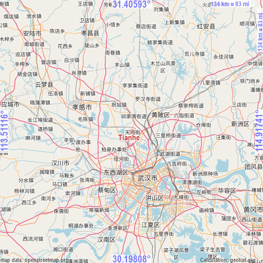 Tianhe on map