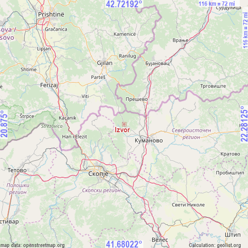 Izvor on map