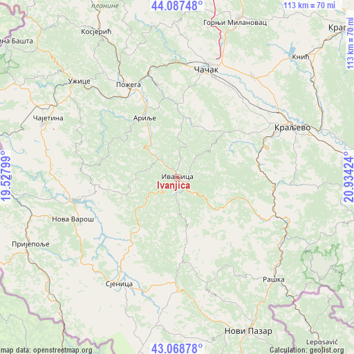 Ivanjica on map
