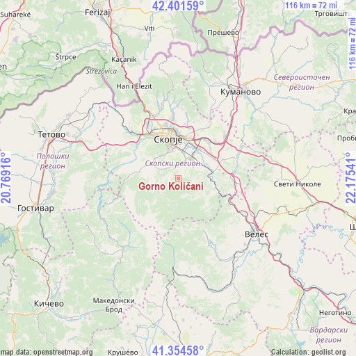 Gorno Količani on map